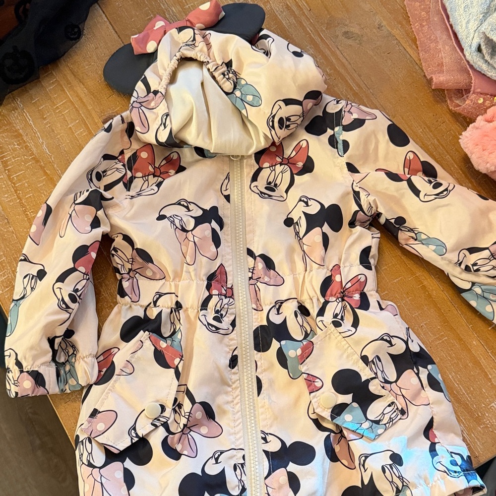 Disney Minnie Mouse Kids Raincoat - Cream and Black